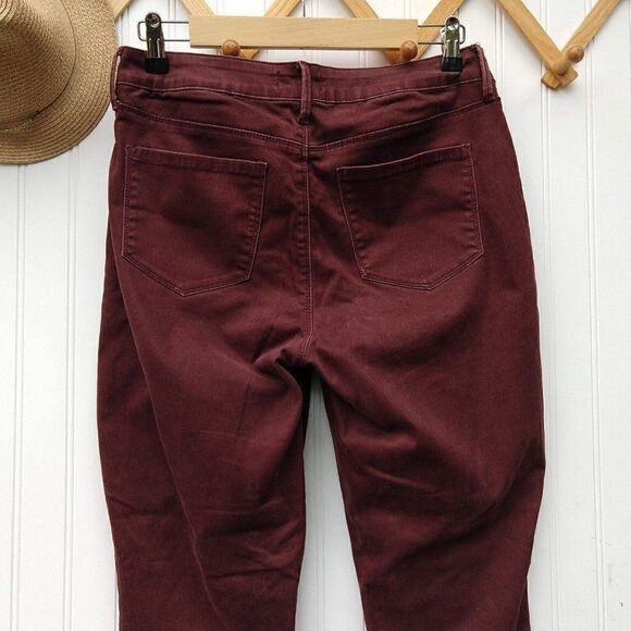 NYDJ Zip Detail Skinny Chino Pants Size 6 Deep Currant Red Ankle Jeans Stretch - Picture 7 of 10
